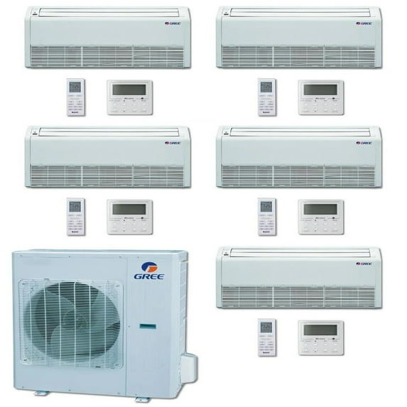 GREE Multi+ Ultra Series 42,000 BTU 5-Zone Universal Floor/Ceiling 9K+9K+9K+12K+12K Ductless Mini-Split System