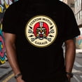 thumbnail image 1 of GREE NINK Men's Heavyweight 180gsm 100% Cotton Motorcycle & Garage Graphic T-Shirt - Biker Tiger Head & Motor Garage Design with Wrench & Motorcycle Rider Print, Casual Round Neck Short Sleeve Tee f, 1 of 7