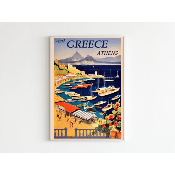 GREECE Visit Athens Tourism Minimalist Wall Art Unframed Paper Print