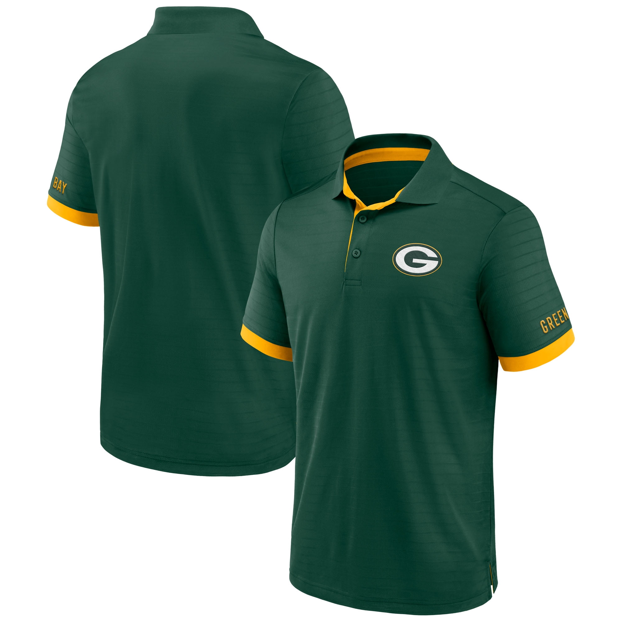 Men's-Fanatics Green Green Bay Packers Textured Stripe Polo
