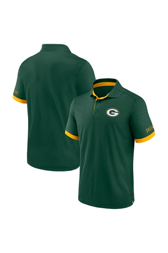 Men's-Fanatics Green Green Bay Packers Textured Stripe Polo