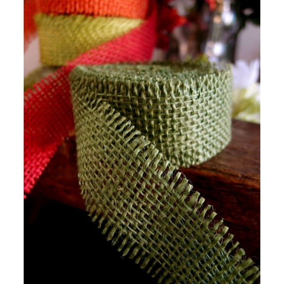 GREEN Burlap Jute Ribbon - 1.5" Wide x 10 Yards