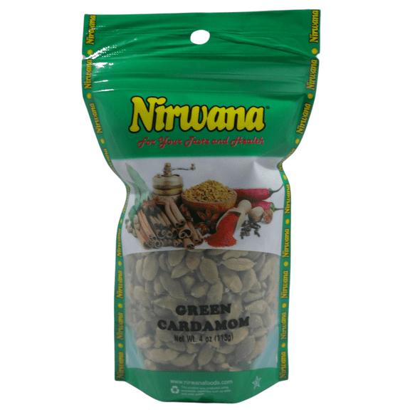 GREEN CARDAMOM PODS 4 OZ POUCH BY NIRWANA