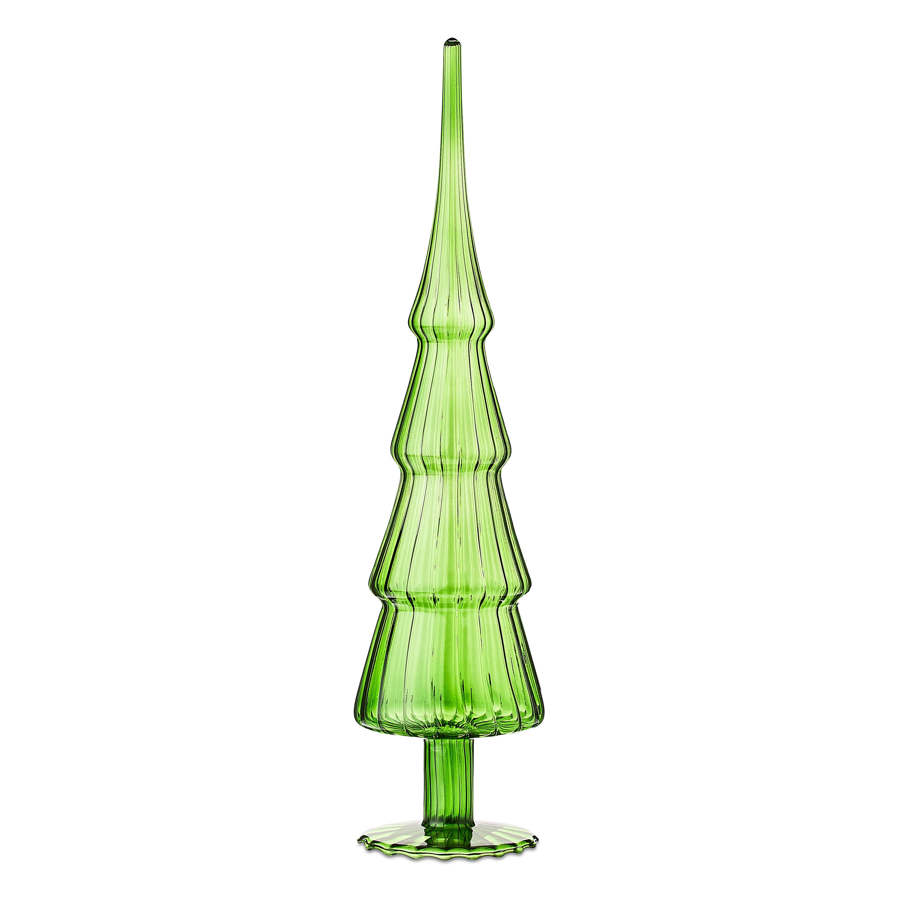 Glass Christmas Tree Tabletop Decor, Green, 13", by Holiday Time