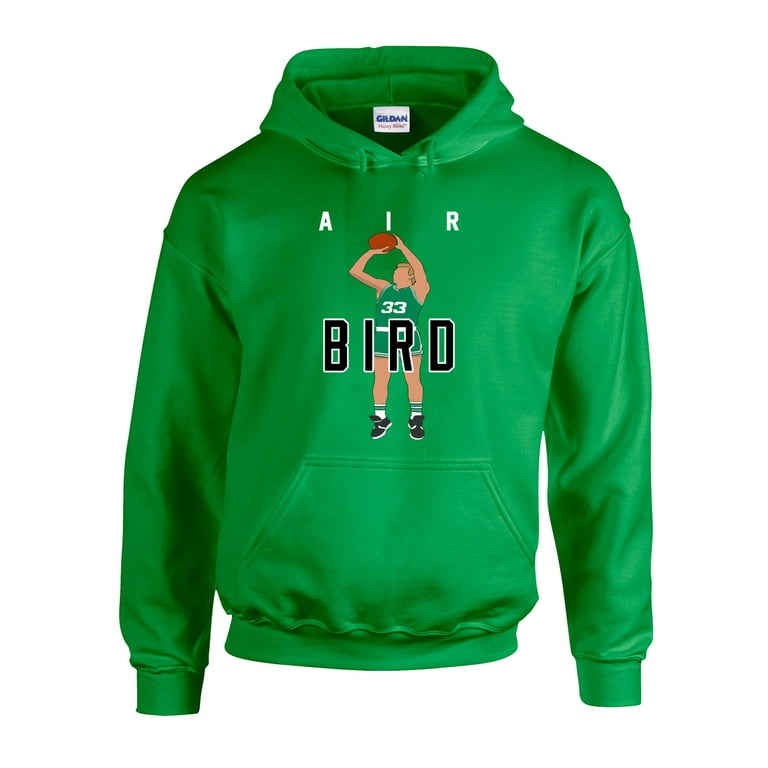 GREEN Celtics Larry Bird Air Pic Hooded Sweatshirt YOUTH MEDIUM