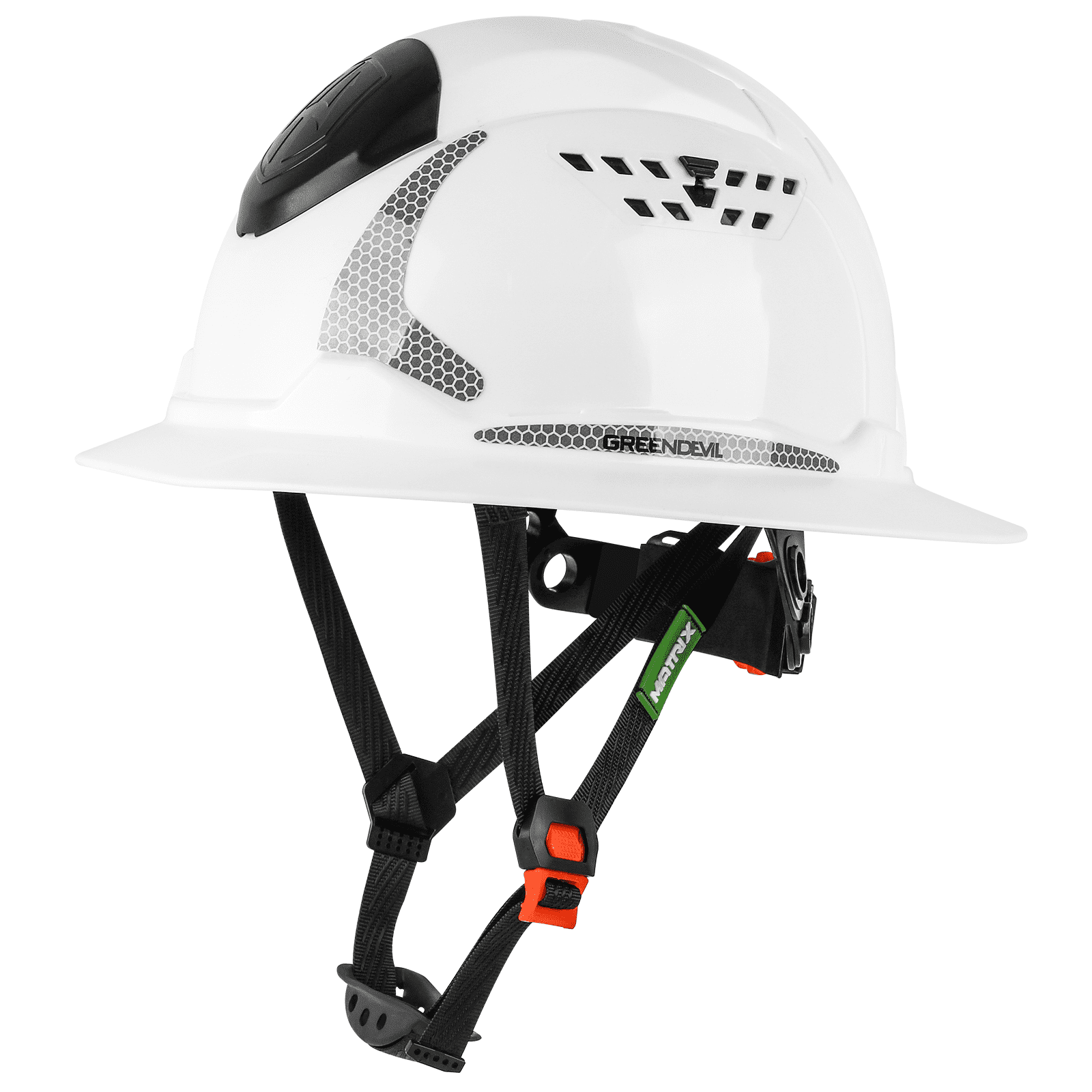 GREEN DEVIL Full Brim Hard Hat ANSI Z89.1 Type 1 Class C Certified Vented Construction Helmet with 6-Point Ratchet Suspension for Men Women