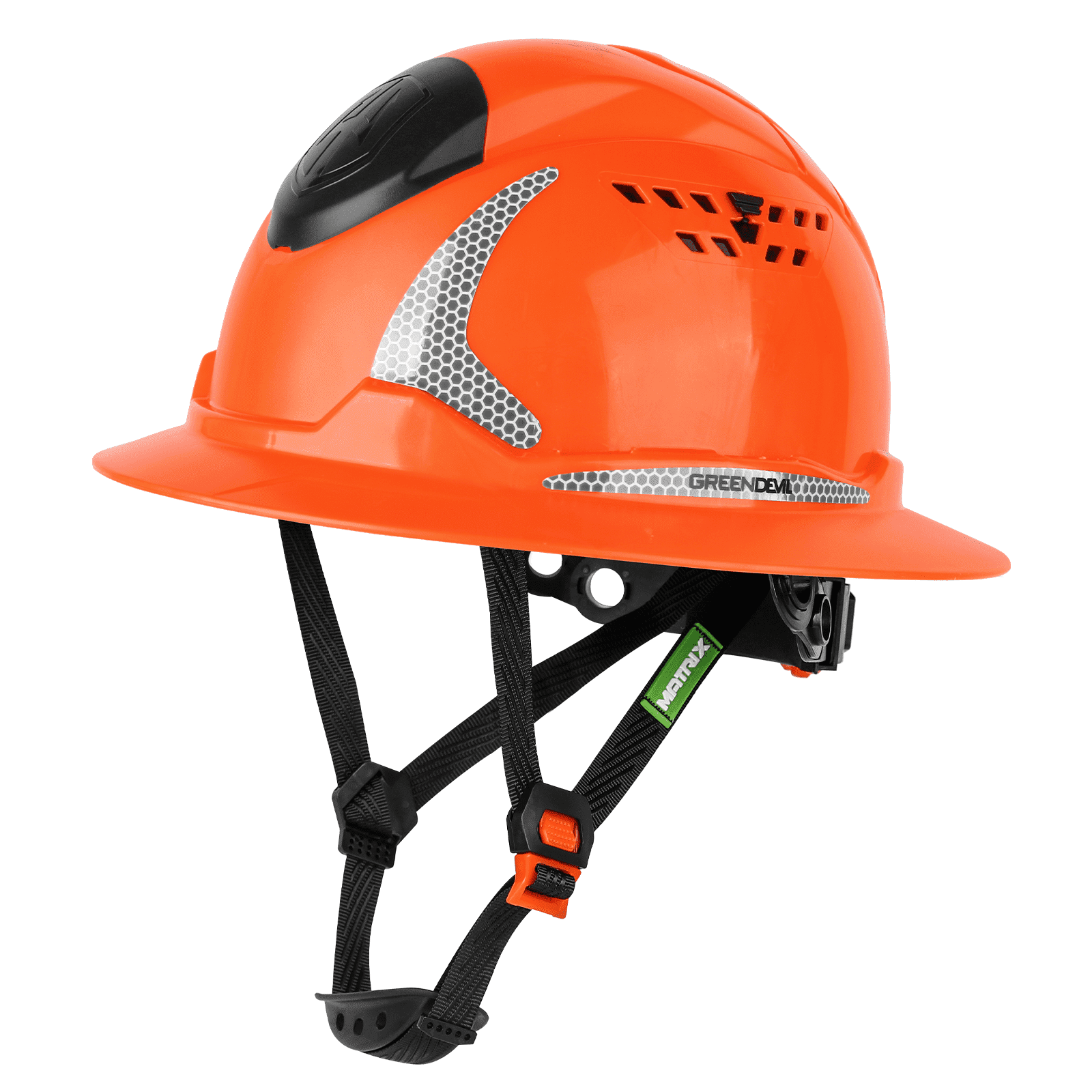 GREEN DEVIL Full Brim Hard Hat ANSI Z89.1 Type 1 Class C Certified Vented Construction Helmet with 6-Point Ratchet Suspension for Men Women