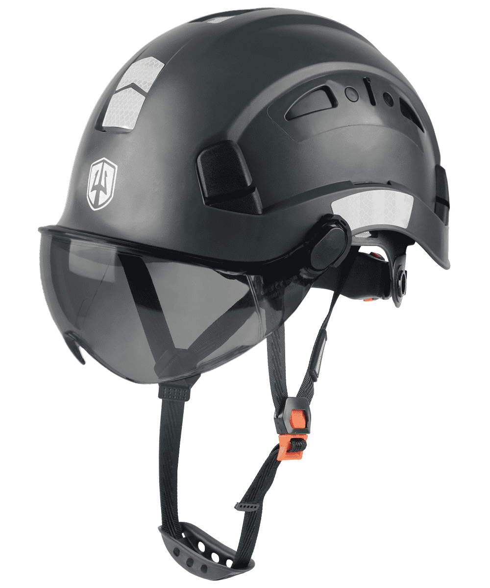 GREEN DEVIL Safety Helmet Hard Hat with Visor and Chinstrap Adjustable Lightweight Vented ABS Work Helmet for Men and Women 6-Point Suspension ANSI Z89.1 Approved Ideal for Industrial & Construction