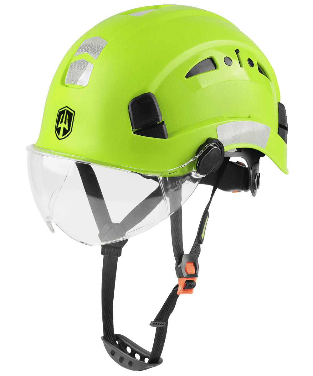 GREEN DEVIL Safety Helmet Hard Hat with Visor and Chinstrap Adjustable Lightweight Vented ABS Work Helmet for Men and Women 6-Point Suspension ANSI Z89.1 Approved Ideal for Industrial & Construction