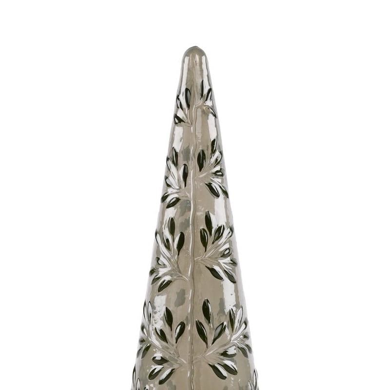 Glass Embossed Leaf Pattern Tree Christmas Decoration, Green, 14.5", by Holiday Time