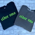 thumbnail image 1 of GREEN Elder Emo Embroidered Crewneck Sweatshirt Alternative Fashion Long Sleeve Cotton, 1 of 2