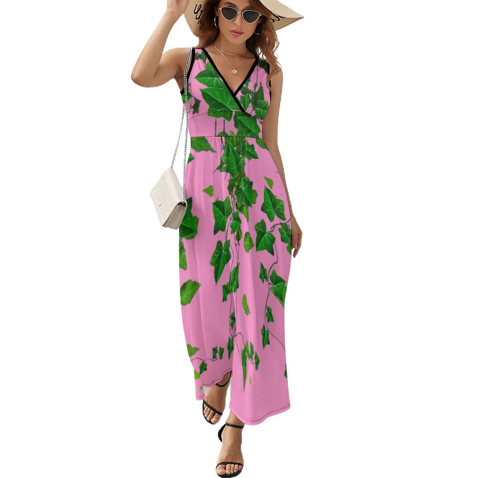 GREEN IVY HANGING LEAVES VINES ART Sleeveless Dress luxury evening ...