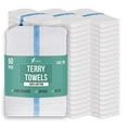 thumbnail image 1 of GREEN LIFESTYLE Blue Striped Terry Towels, White Rags, Bar Towels, 100% Cotton Absorbent and Durable, Multipurpose Cleaning Rags, Cotton Cleaning Rags, Kitchen Rags (14”x17”, Pack of 60), 1 of 4