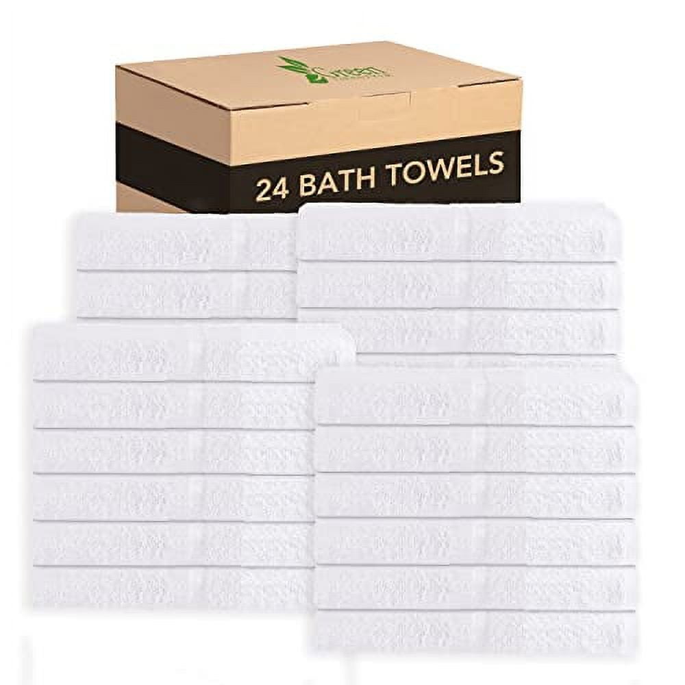 White Cotton Blend Dobby Border Bath Towels 27x54 Set of 24