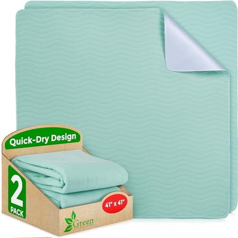 GREEN LIFESTYLE Washable Underpads - Heavy Absorbency Reusable Bedwetting Incontinence Pads for Kids, Adults, Elderly, and Pets - Toddler Mattress Pads for Bed, Sofa, Couch, Floor(Pack of 2 - 41x41)