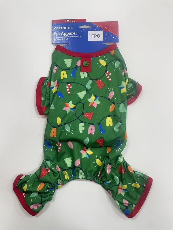 Vibrant Life Holiday Fa La La Lights Pajamas for Dogs, Multicolor, M