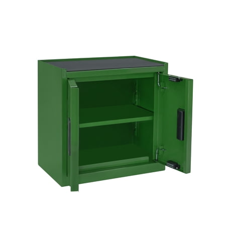 Hyper Tough Mini Tool Cabinet, 11.6 in, Steel, Green, Double Doors, Non-Slip Top Mat