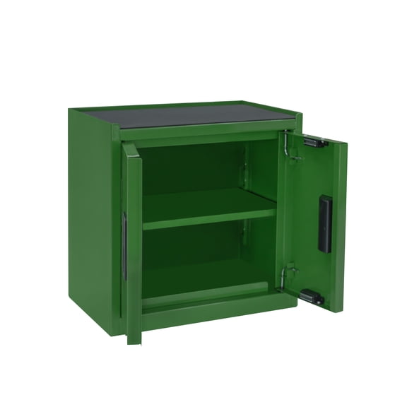 Hyper Tough Mini Tool Cabinet, 11.6 in Steel Storage, Green, Double Doors, Non-Slip Top Mat