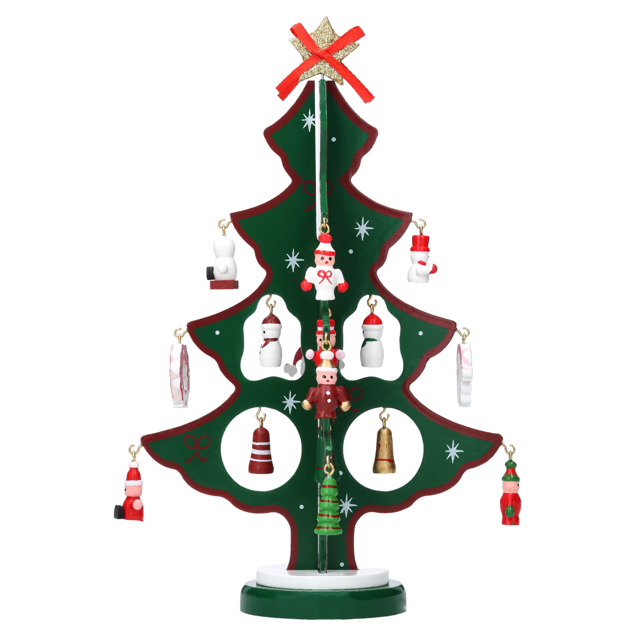 Mini Wood Tree with Ornaments Christmas Decoration, Multicolor, 9", by Holiday Time
