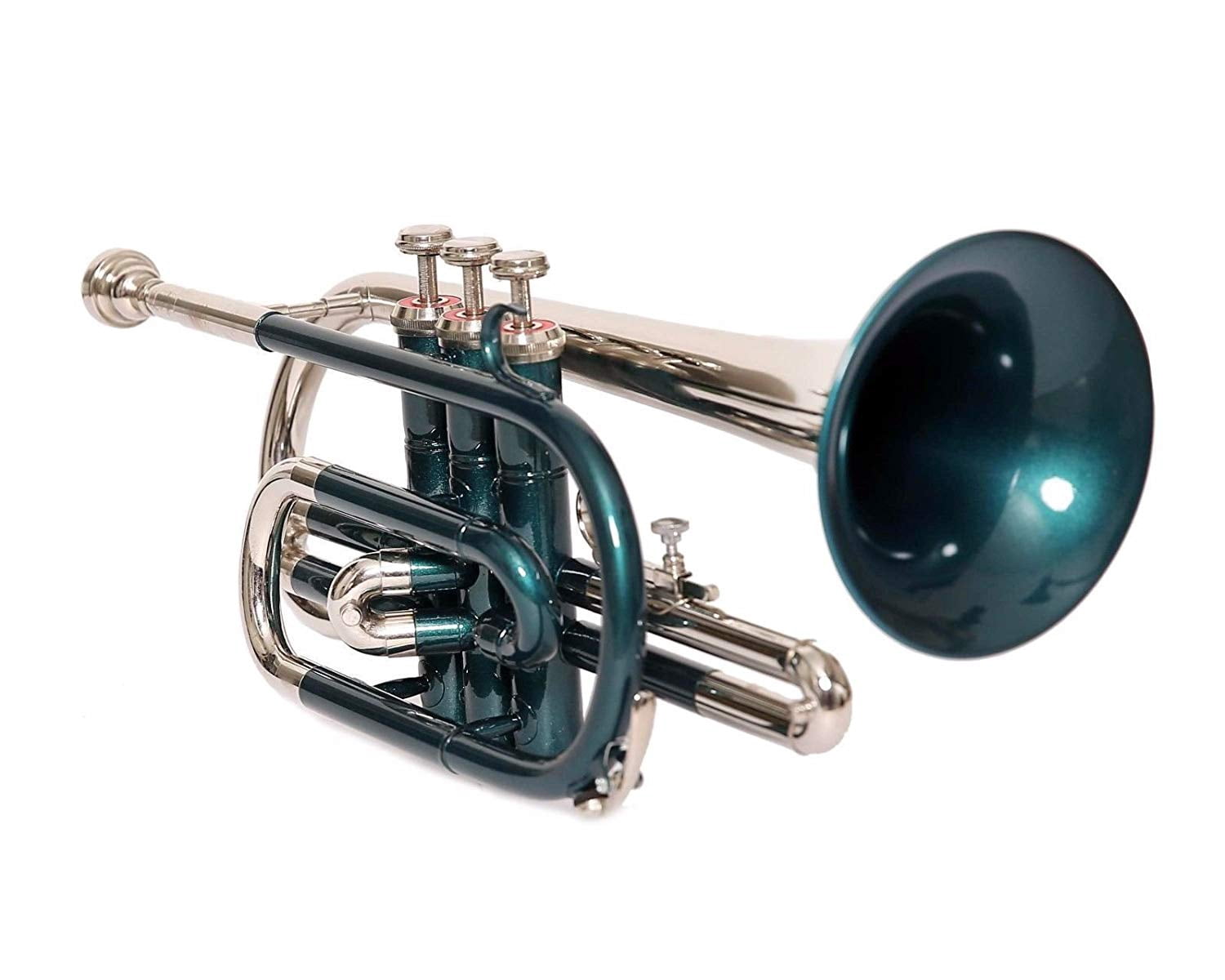 GREEN NICKEL FINISH Bb FLAT CORNET TRUMPET +FREE CASE+MOUTHPIECE-78