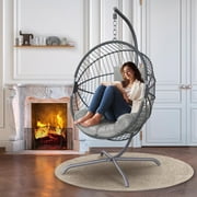 GREEN MORE Oversized Indoor/Outdoor Egg Chair Water-Resistant Hammock Chairs with Hanging Swing Chair, Gray