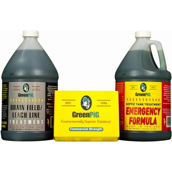 GREEN PIG Drain Field Cleaner, Septic Safe Drain Clog Remover, Treatment for Quickly Clearing Leach Field System Clogs, Back-Ups, and Foul Odors in Septic Tank Systems