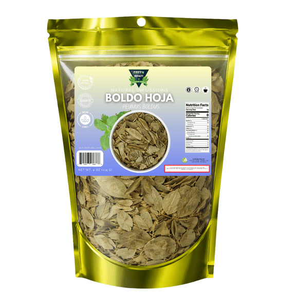 Green Royalty Boldo Leaves Herbal Tea 4 oz Loose Leaf Boldo Tea | 100% Natural, Non-GMO | Makes 30+ Cups