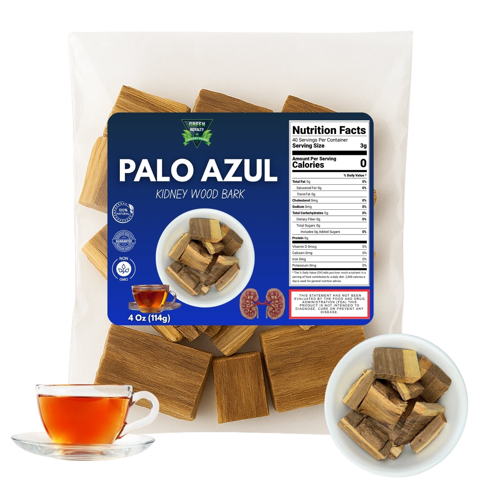 Green Royalty Natural Infussions Palo Azul Kidney Wood Tea, 2 Pack, 100 ...