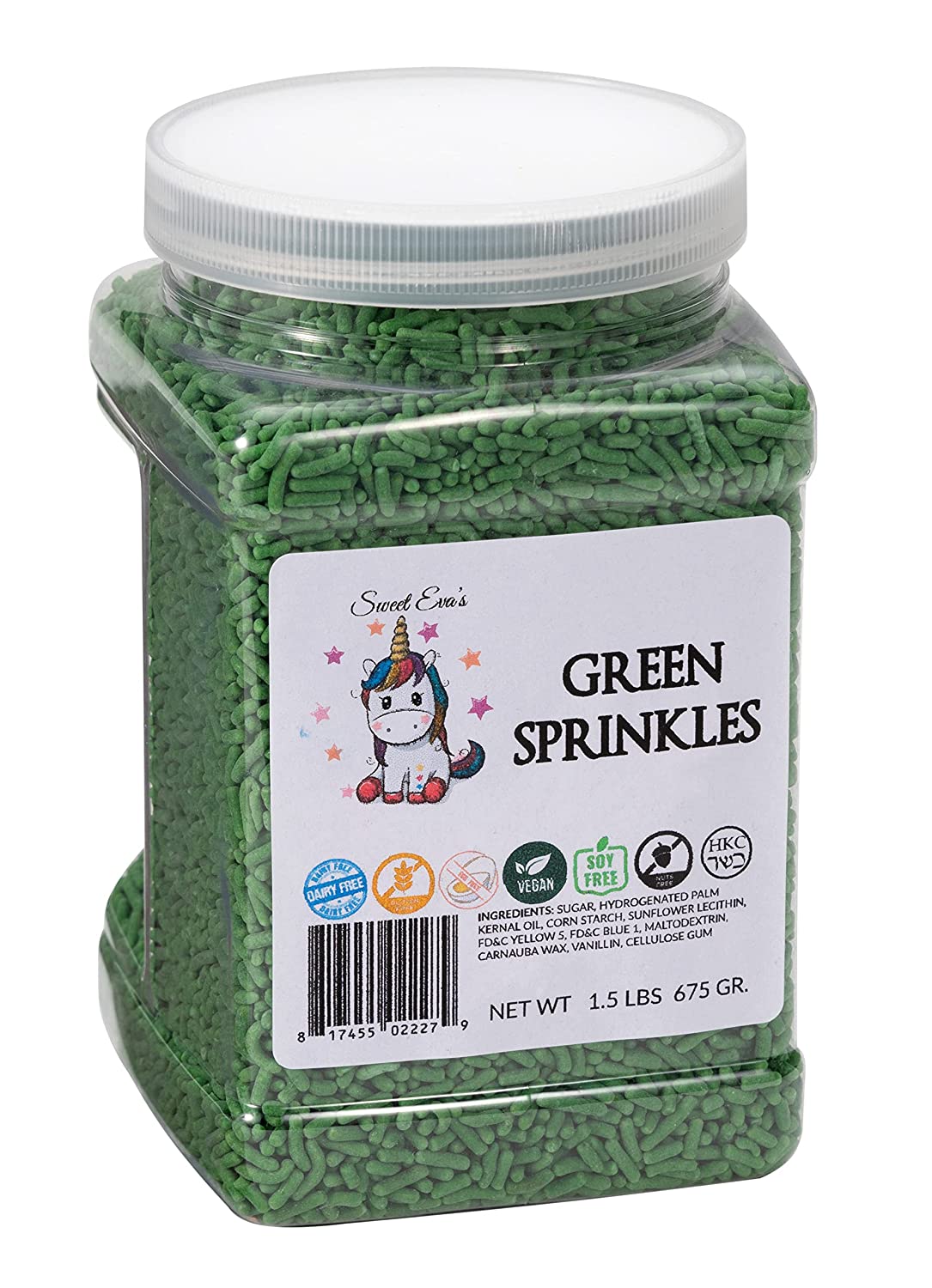 GREEN SPRINKLES Gluten Free. Dairy Free. Egg Free. Soy Free. Nuts free