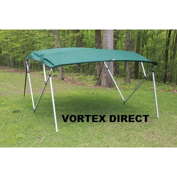 GREEN SQUARE TUBE FRAME VORTEX 4 BOW PONTOON/DECK BOAT BIMINI TOP 12' LONG, 97-103