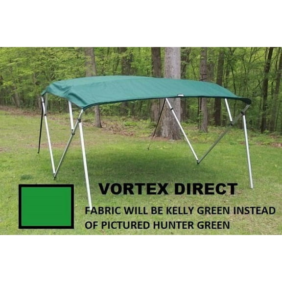 GREEN SQUARE TUBE FRAME VORTEX 4 BOW PONTOON/DECK BOAT BIMINI TOP 8' LONG, 91-96