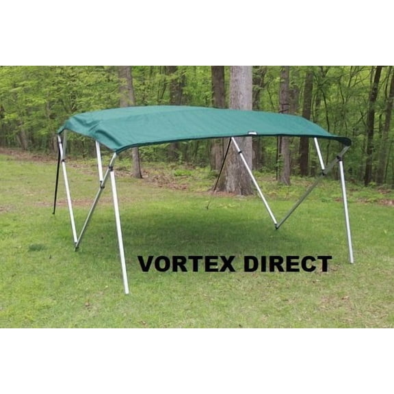GREEN SQUARE TUBE FRAME VORTEX 4 BOW PONTOON/DECK BOAT BIMINI TOP 8' LONG, 97-103