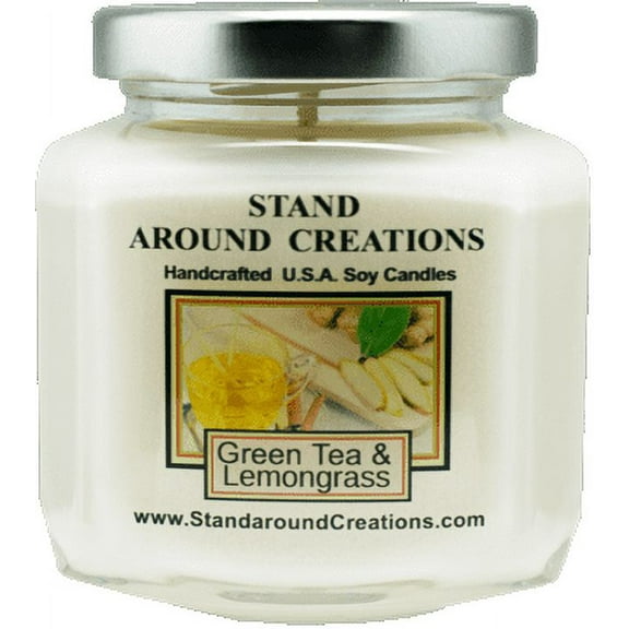GREEN TEA & LEMONGRASS HEX 6-OZ. ALL NATURAL SOY CANDLE