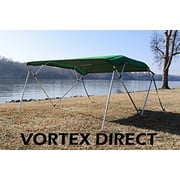 GREEN Vortex 4 Bow Bimini Top 10' Long, 85-90" Wide, 54" High, Pontoon / Deck Boat Complete Kit, Frame, Canopy, and Hardware  - 1 TO 4 BUSINESS DAY DELIVERY