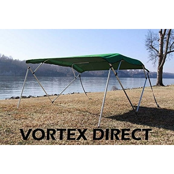 GREEN Vortex 4 Bow Bimini Top 12' Long, 85-90" Wide, 54" High, Pontoon / Deck Boat Complete Kit, Frame, Canopy, and Hardware (FAST SHIPPING - 1 TO 4 BUSINESS DAY DELIVERY)