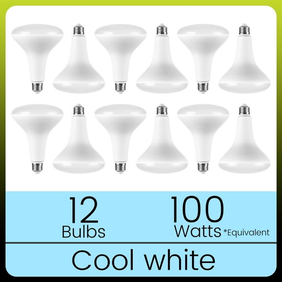 Green Watt BR40 LED Flood Light bulb, 17 Watts (100W Equivalent), E26 Base, Cool White, Dimmable (12-Pack)