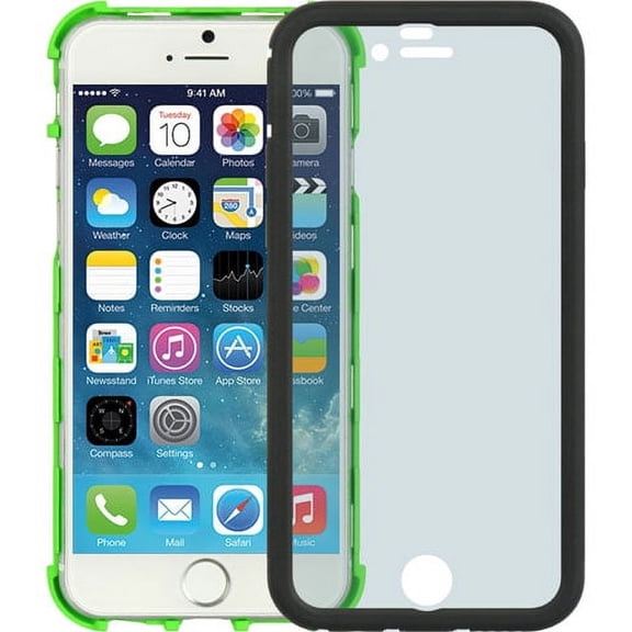 GREEN WRAP CASE COVER BUILT-IN LCD SCREEN GUARD PROTECTOR FOR iPHONE 6 (4.7")