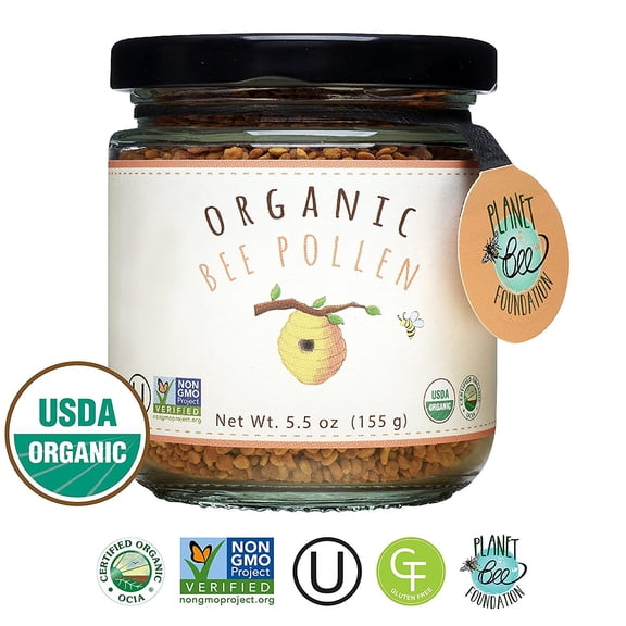 GREENBOW Organic Bee Pollen - 100% USDA Certified Organic, Pure, & Natural Bee Pollen - Superfood Packed with Proteins, Vitamins & Minerals - Non-GMO, Kosher Certified, Gluten Free - 155g