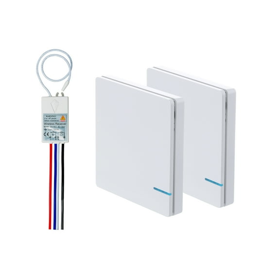 GREENCYCLE 1-Gang Wireless Light Switch and 110V Receiver Kit Outdoor 1600 ft Indoors 130 ft Remote Control Ceiling Lamp LED Bulb Fan, IP54 Waterproof New Design (2 Switch, 1 Receiver)