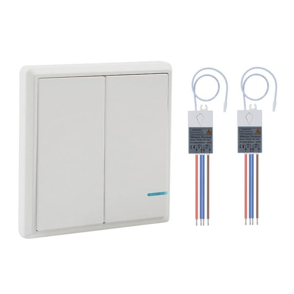 GREENCYCLE 1 PK 2-way Wireless Switch 2 PK Remote Receiver Smart Wireless Wall Light Switch