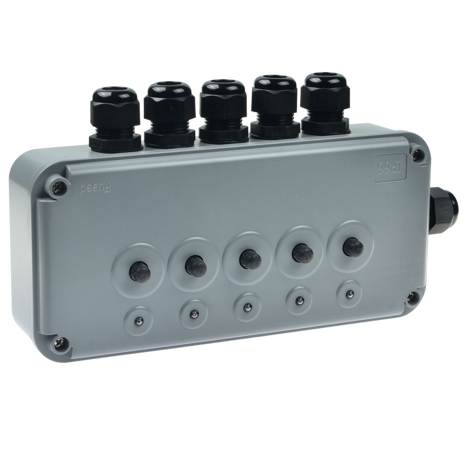 GREENCYCLE 1 Pack 15A 125VAC 5-Gang Power Control Switch Junction Box Weatherproof Outdoor Switched with 5 x Push Switches w/indicators and 6 x 20mm Cable Gland IP66 Rated
