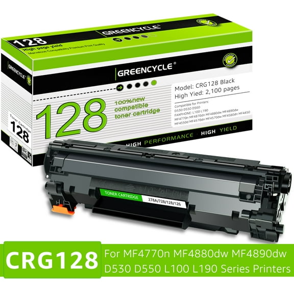 GREENCYCLE 1 Pack Compatible 128 Black Toner Cartridge Replacement for Canon 128 CRG128 C128 High Yield Toner with ImageClass D550 D530 MF4770n MF4870dn Printer