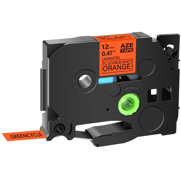 GREENCYCLE 1 Pack Compatible for Brother P-Touch TZ TZe TZe-B31 TZB31 TZ-B31 TZeB31 Label Tape 12mm 0.47'' Black on Fluorescent Orange Laminated use in Cube PT-D600 H110 D210 D400 Label Maker