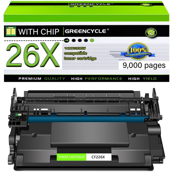 GREENCYCLE 1 Pack Compatible for HP 26A 26X CF226X Black Toner Cartridge Replacement with LaserJet Pro M402n M402dn M402dw Pro MFP M426dw M426fdw M426fdn Printer