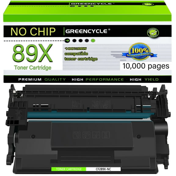 GREENCYCLE 1 Pack Compatible for HP 89X CF289X 89A CF289A (No Chip) Black Toner Cartridge Replacement with HP Laserjet Enterprise M507 MFP M528 Series Printer