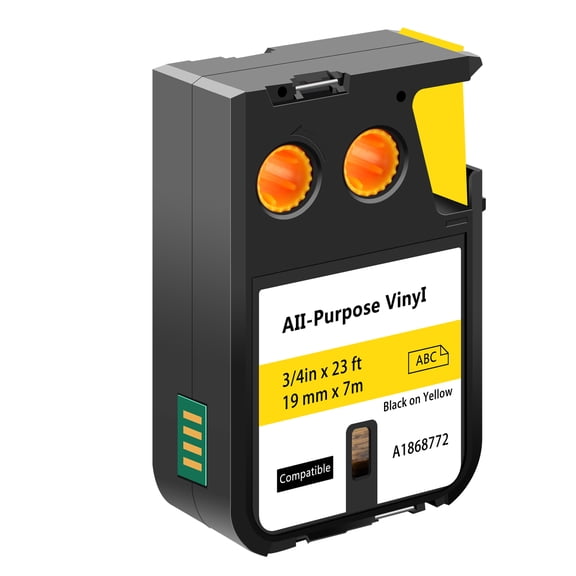GREENCYCLE 1 Pack Compatible for DYMO XTL 1868772 3/4''x 23ft Black on Yellow All-Purpose Vinyl Label Tapes use in Rhino XTL-300 500 Printer