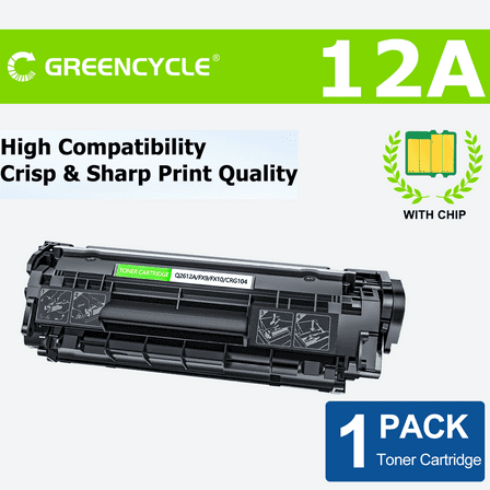 GREENCYCLE 1 Pack Compatible for HP 12A Q2612A Black Toner Cartridge Replacement with HP LaserJet 1010 1020 3030 3050 M1005 M1319f MFP Printer