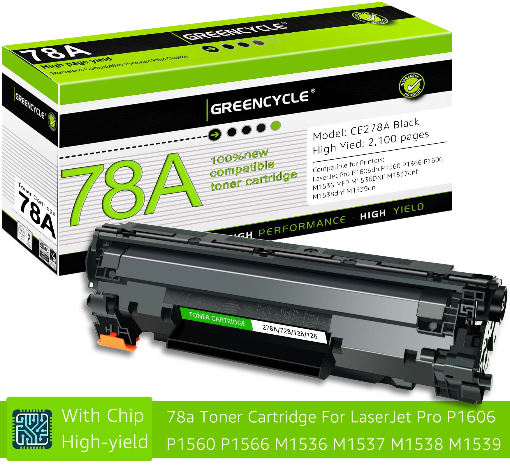 H 78 GREENCYCLE 1 Pack Compatible for HP 78A CE278A Black Toner Cartridge ...