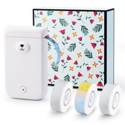 GREENCYCLE 1 Set White Portable Mini Smart Handheld Desktop Label Maker App Control Wireless Bluetooth D30S Thermal Label Machine Name Price Sticker Tag Label Printer with 3 Roll Adhesive Paper Tapes