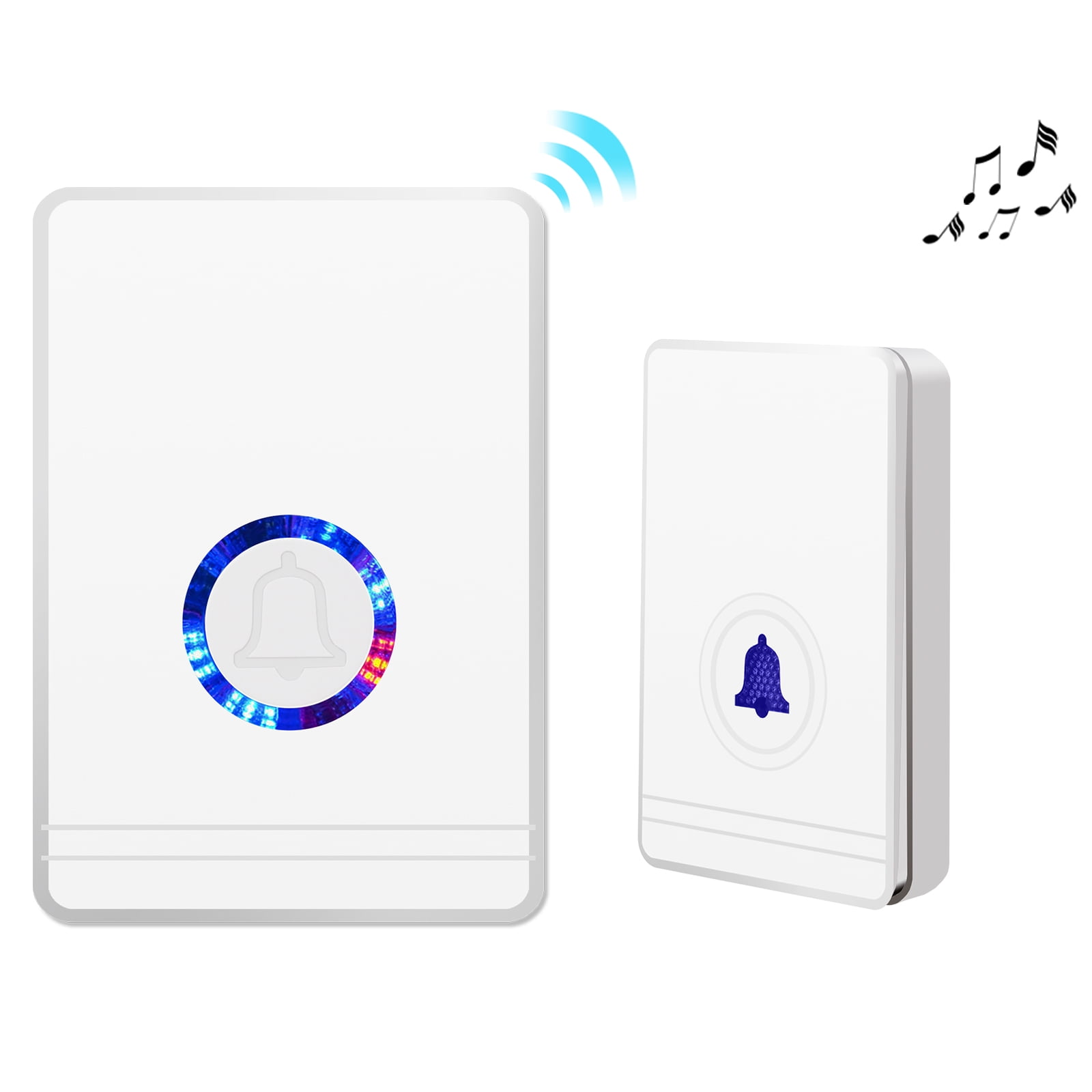 GREENCYCLE 1 Set Wireless Doorbell Door Open Chime, 1312ft Long Range, Adjustable Volume 48 Chimes with LED Flash Door Chime, IP 66 Waterproof Doorbell Button for Home Classroom Office Business